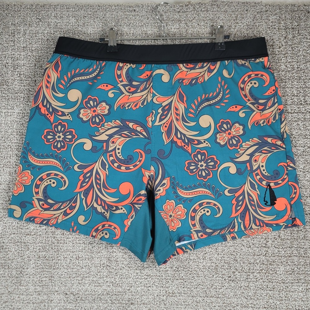Tachuntfish 3X Large Floral Paisley‎ Gym Workout Aqua Blue Mens Shorts